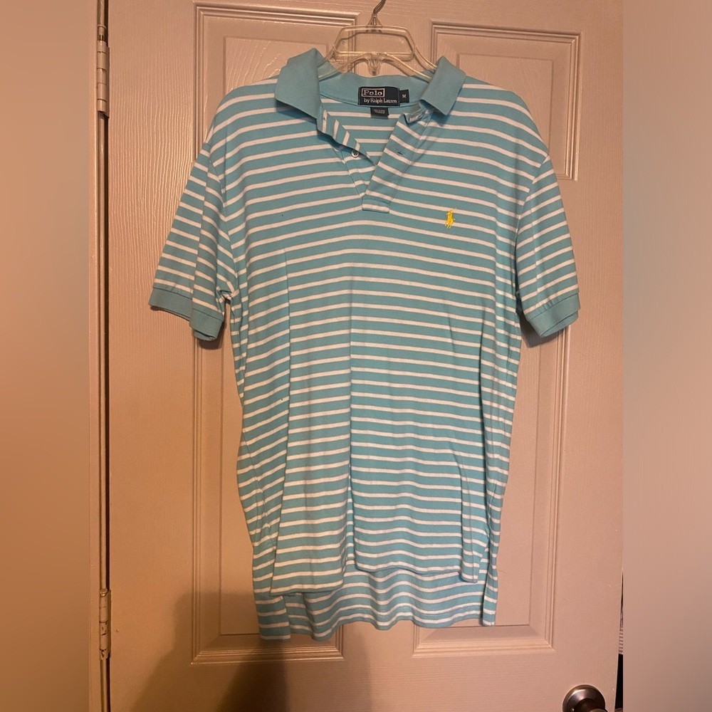 Ralph Lauren Men's Aqua Striped Polo Shirt